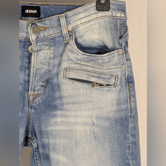 Hudson's the Blinder V2 Biker Jeans Light Blue Denim with Button Fly Size 33 - Picture 5 of 14